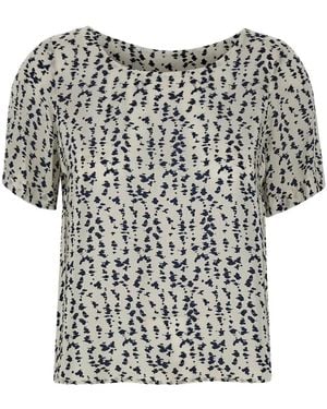 Kaos Printed Round-Neck Blouse - White