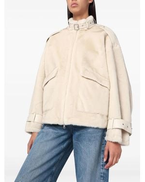 SWD by S.w.o.r.d. Buckle Faux-Fur Jacket - Natural