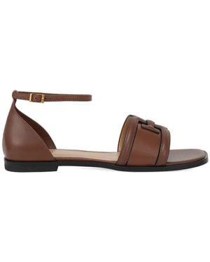 POTAMY Buckle-Detail Strap Leather Sandals - Brown