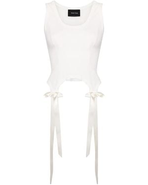 Simone Rocha Easy Bow Tails Cotton Tank Top - White