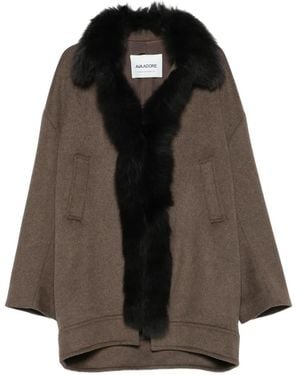 Ava Adore Fur-Trim Oversized Coat - Black