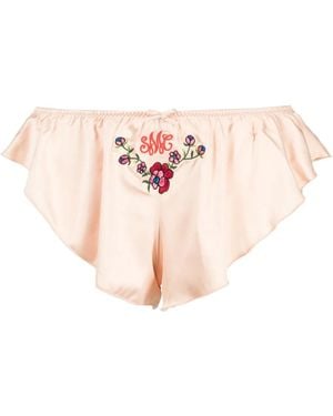 Stella McCartney Floral-Embroidered Satin Pyjama Bottoms - Pink