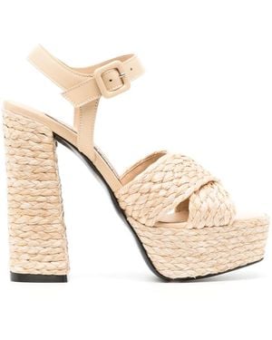 Sergio Rossi 130Mm Raffia Platform Sandals - Natural