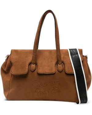 Secret Pon-pon Logo-Embossed Shoulder Bag - Brown