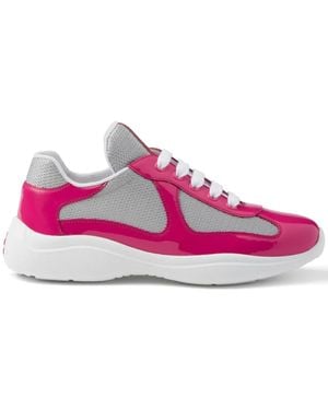 Prada Linea Rossa America's Cup Biker Fabric Sneakers, Peony - Pink