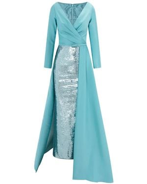 Rami Al Ali Overlap Sequin-Skirt Maxi Dress - Blue