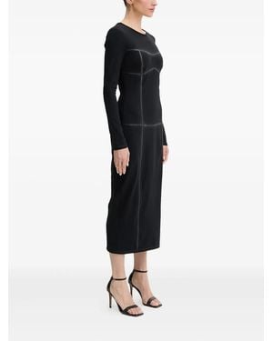 Patrizia Pepe Long-Sleeve Midi Dress - Black