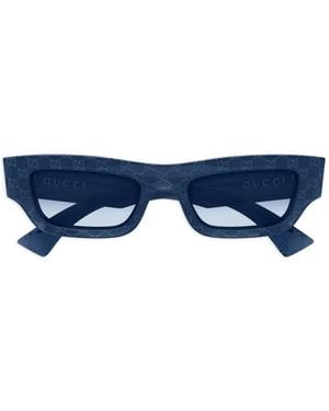 Gucci Gg Monogram Rectangle-Frame Sunglasses - Blue