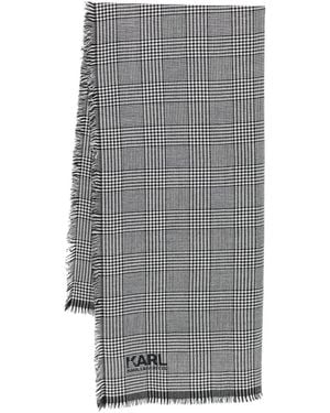 Karl Lagerfeld ハウンドトゥースチェック スカーフ - グレー
