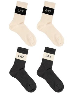 EA7 Set De Dos Pares De Calcetines Tennis Pro Con Logo - Blanco