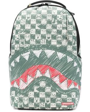Sprayground Emote Check Graphic-Print Backpack - Green