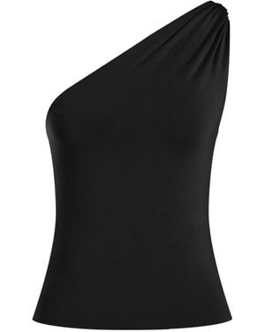 12 STOREEZ Siesta One-Shoulder Twisted Top - Black