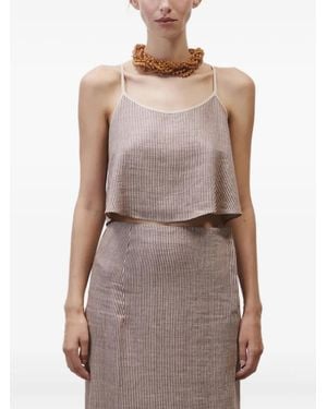 Alysi Striped-Pattern Top - Natural