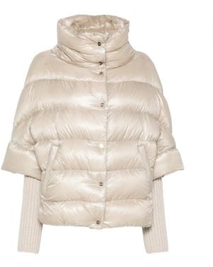 Herno Quilted High-Neck Coat - Natural