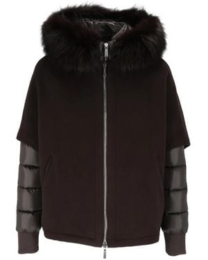 Moorer Cappotto Pegaso-Cwr Con Cappuccio Con Finiture - Nero