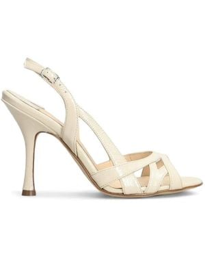 Anna F. Patent-Finish Slingback Sandals - White