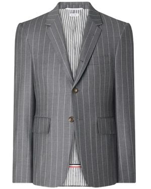 Thom Browne Chalk-Stripe Wool Jacket - Gray