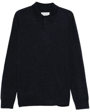 Maison Margiela エルボーパッチ ウール ポロシャツ - ブルー