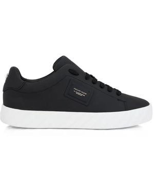Philipp Plein Logo-Plaque Leather Sneakers - Black