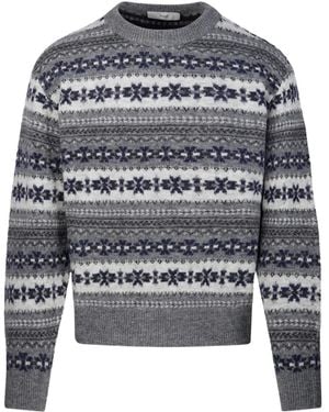 DUNST Fair-Isle Crew-Neck Sweater - Gray