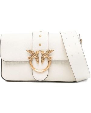 Pinko Love Birds Leather Shoulder Bag - White