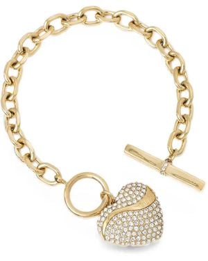 Guess Crystal-Embellished Heart-Pendant Bracelet - Metallic