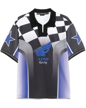 ANDERSSON BELL Racing-T-Shirt mit Schachbrett - Blau
