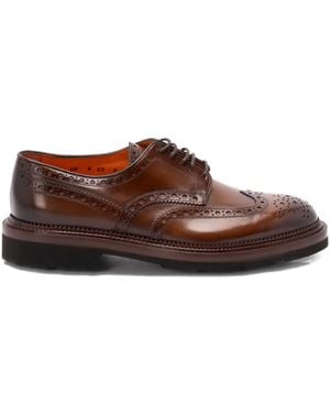 Santoni Lace-Up Brogue-Detail Derby Shoes - Brown
