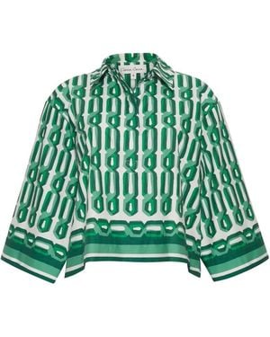 Cara Cara Erica Geometric-Print Shirt - Green