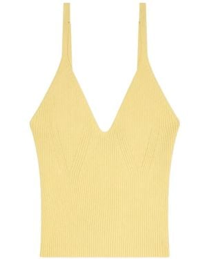 ARMANI EXCHANGE Ribbed-Knit V-Neck Top - Yellow