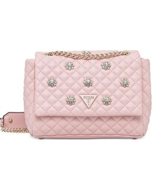 Guess Mini Everlee Quilted Floral-Appliqué Cross Body Bag - Pink