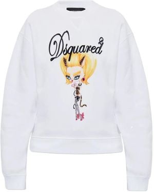 DSquared² Trui Met Edelsteen Print - Wit