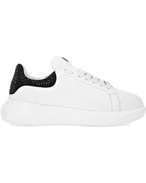 Philipp Plein Mix Strass Crystal-Embellished Platform Trainers - White