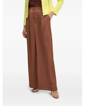 Joseph Ribkoff Pleated Wide-Leg Trousers - Brown