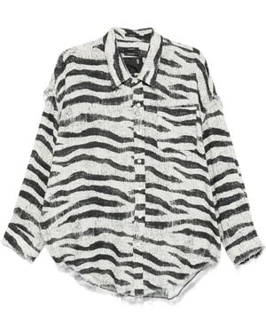 R13 Zebra Frayed Shirt - White