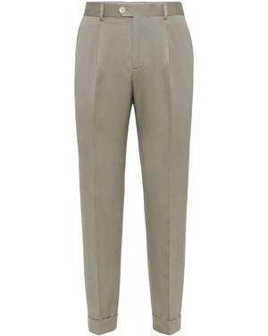 Brunello Cucinelli Pantaloni Dritti Con Dettaglio Plissettato - Grigio