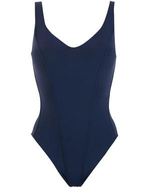 Amir Slama V-Neck Open-Back Swimsuit - Blue