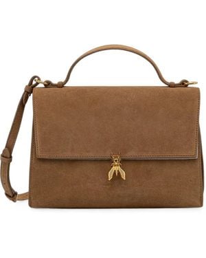 Patrizia Pepe Suede-Finish Logo-Plaque Tote Bag - Brown