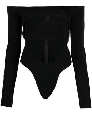 Mugler Schulterfreier Playsuit - Schwarz
