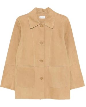 P.A.R.O.S.H. Minuetto Panelled Suede Coat - Natural