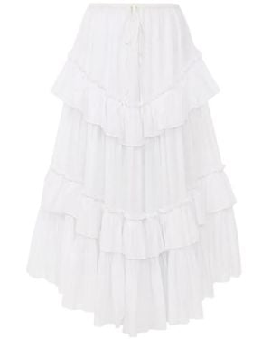 Chloé Falda Con Capas Escalonadas Y Volantes - Blanco
