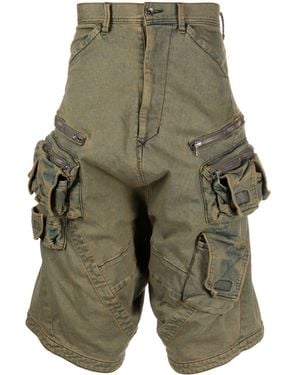 Julius Drop-Crotch Denim Cargo Shorts - Green