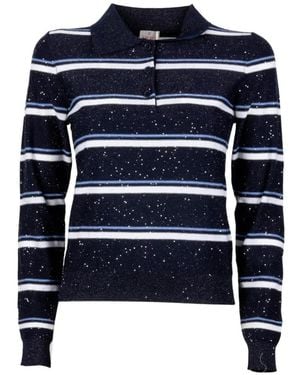 Marella Striped Polo Top - Blue