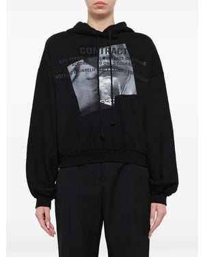 Juun.J Contrasterend Hoodie - Zwart