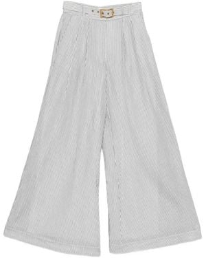 Zimmermann Belted Striped Palazzo Trousers - White