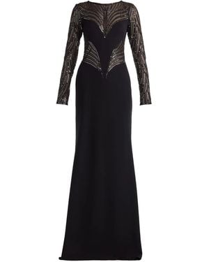 Tadashi Shoji Sequin Illusion Column Gown - Black
