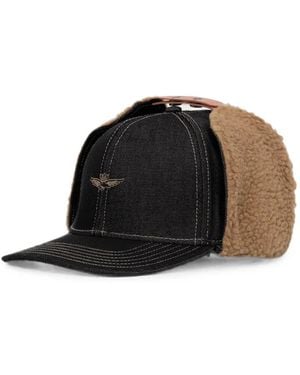 Aeronautica Militare Fleece-Lined Denim Cap - Black