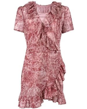 Aniye By Niko Paisley-Print Ruffled Mini Dress - Pink