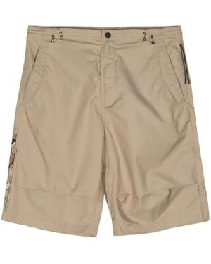Maharishi Embroidered-Motif Bermuda Shorts - Natural