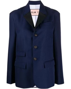 Plan C Flap Pocket Blazer - Blue